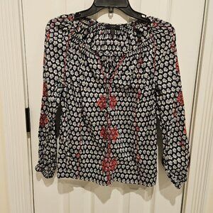 J. CREW Women’s Embroidered Tie-neck Top in Printed Indian Voile, Sz 4 G3393